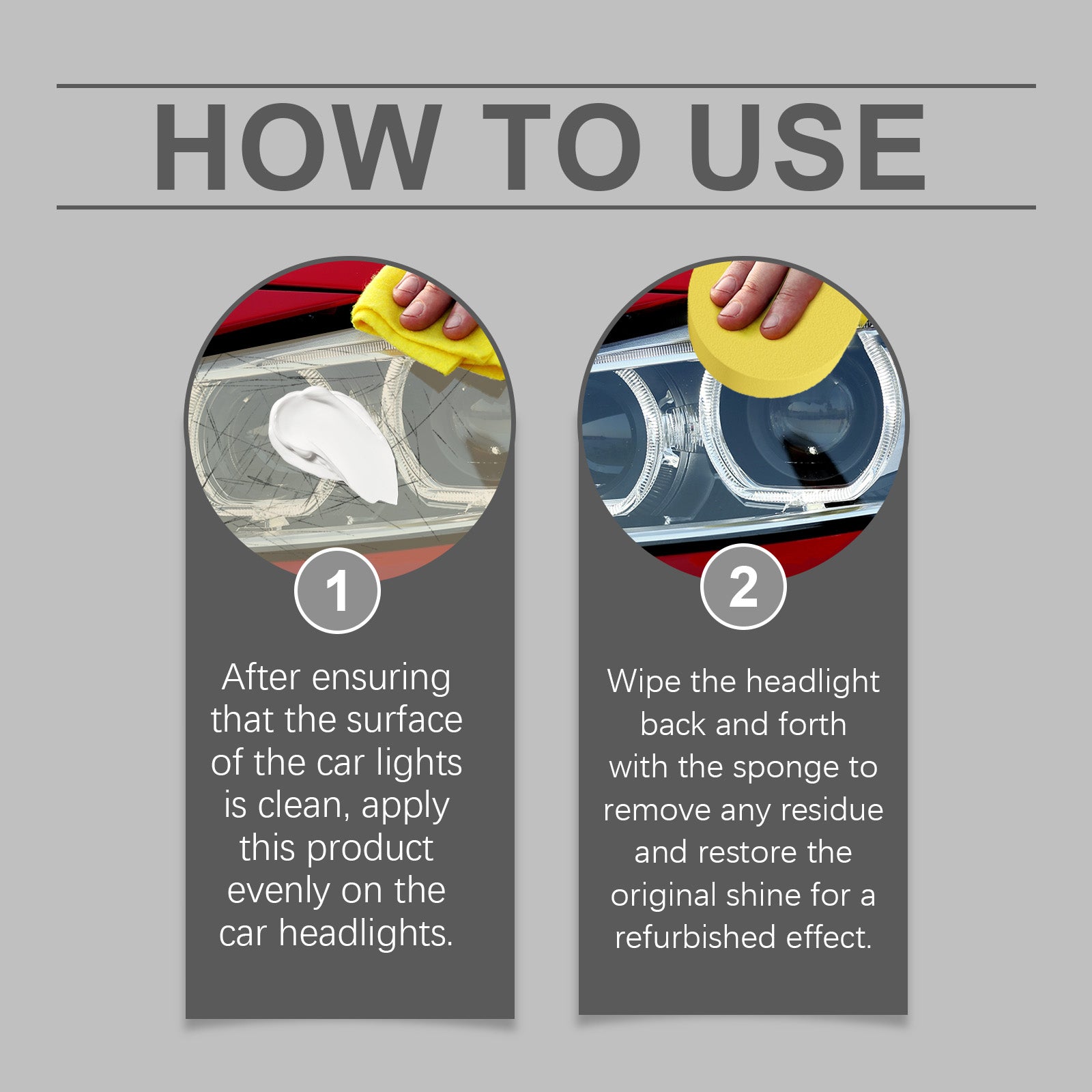 Homonth Car Headlight Repair Kit, Car Bright Retreading Agent, Light Scratch Yellow Retreading Crystal Plating Agent